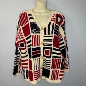 Susie Tompkins Crochet Granny Square patchwork Cardigan Women's M